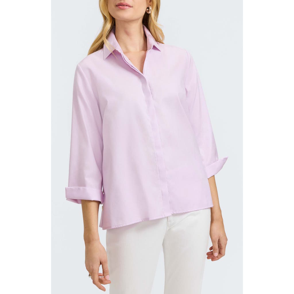 Foxcroft Beatrice Side Button Shirt In Orchid Bouquet