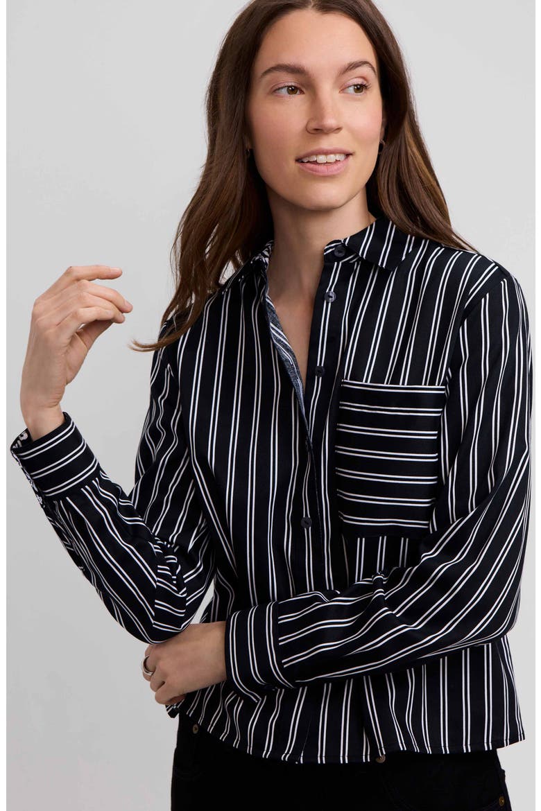 Jodie Stripe Cotton Button-Up Shirt, Alternate, color, BLACK/ WHITE