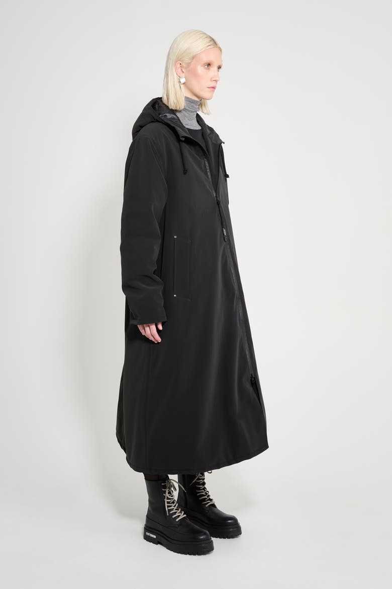 Mosebacke Long Matte Winter Coat, Alternate, color, Black