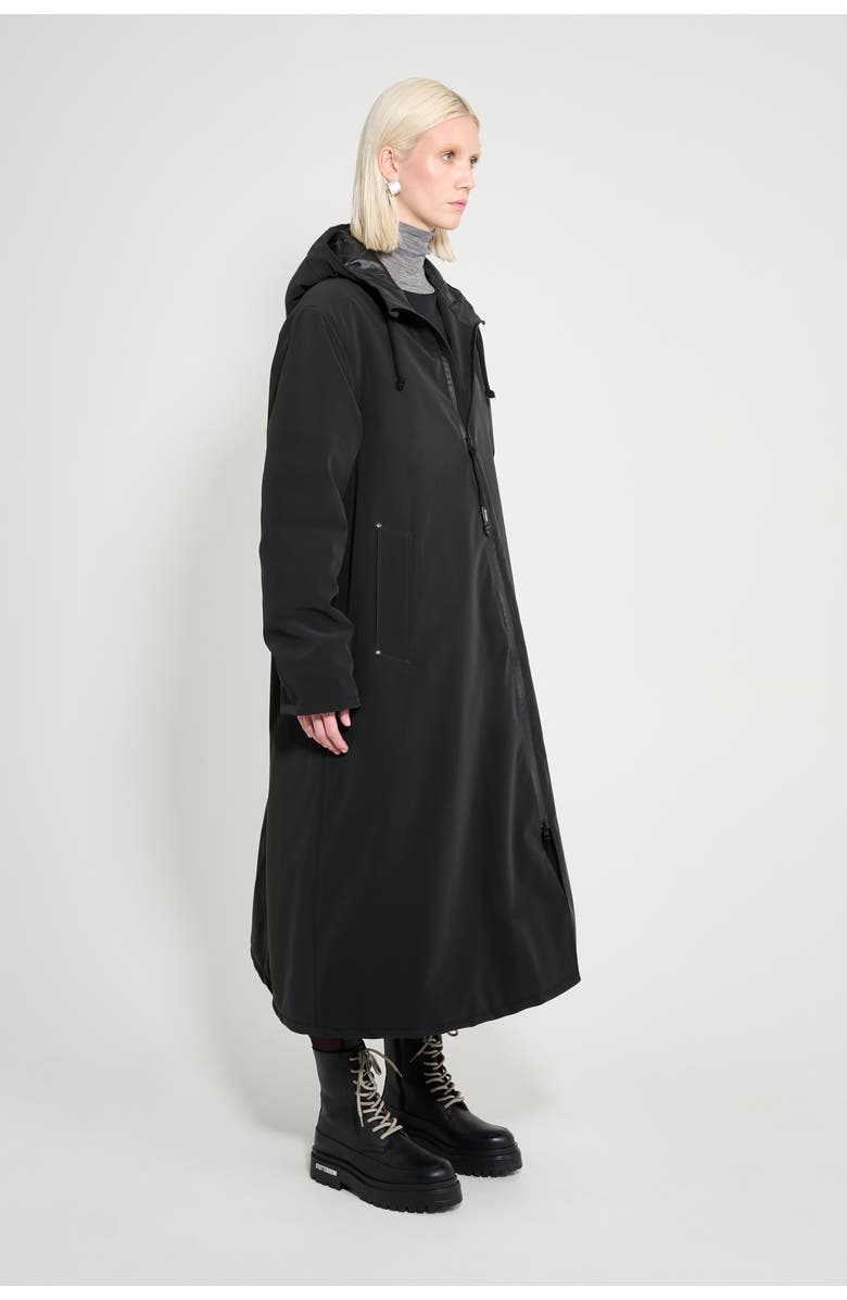 Stutterheim Mosebacke Long Matte Winter Coat, Alternate, color, Black