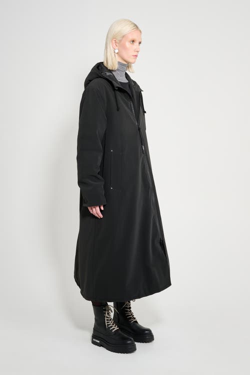 Stutterheim Mosebacke Long Matte Winter Coat In Black