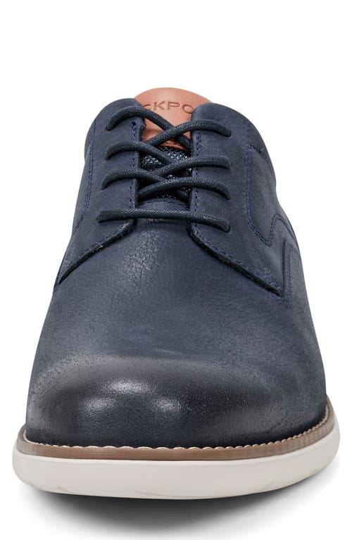 Rockport Garett Plain Toe Derby In Dark Blue
