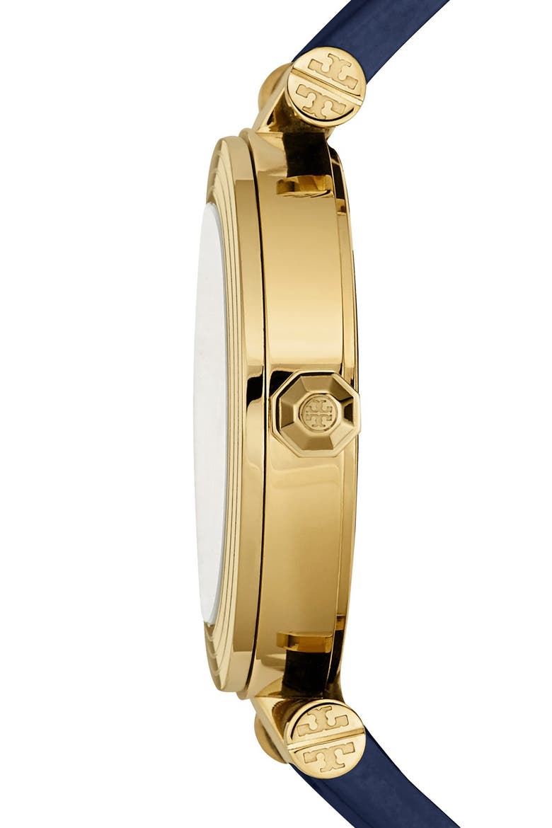 Leather Strap Watch, 35mm, Alternate, color, NAVY/ IVORY
