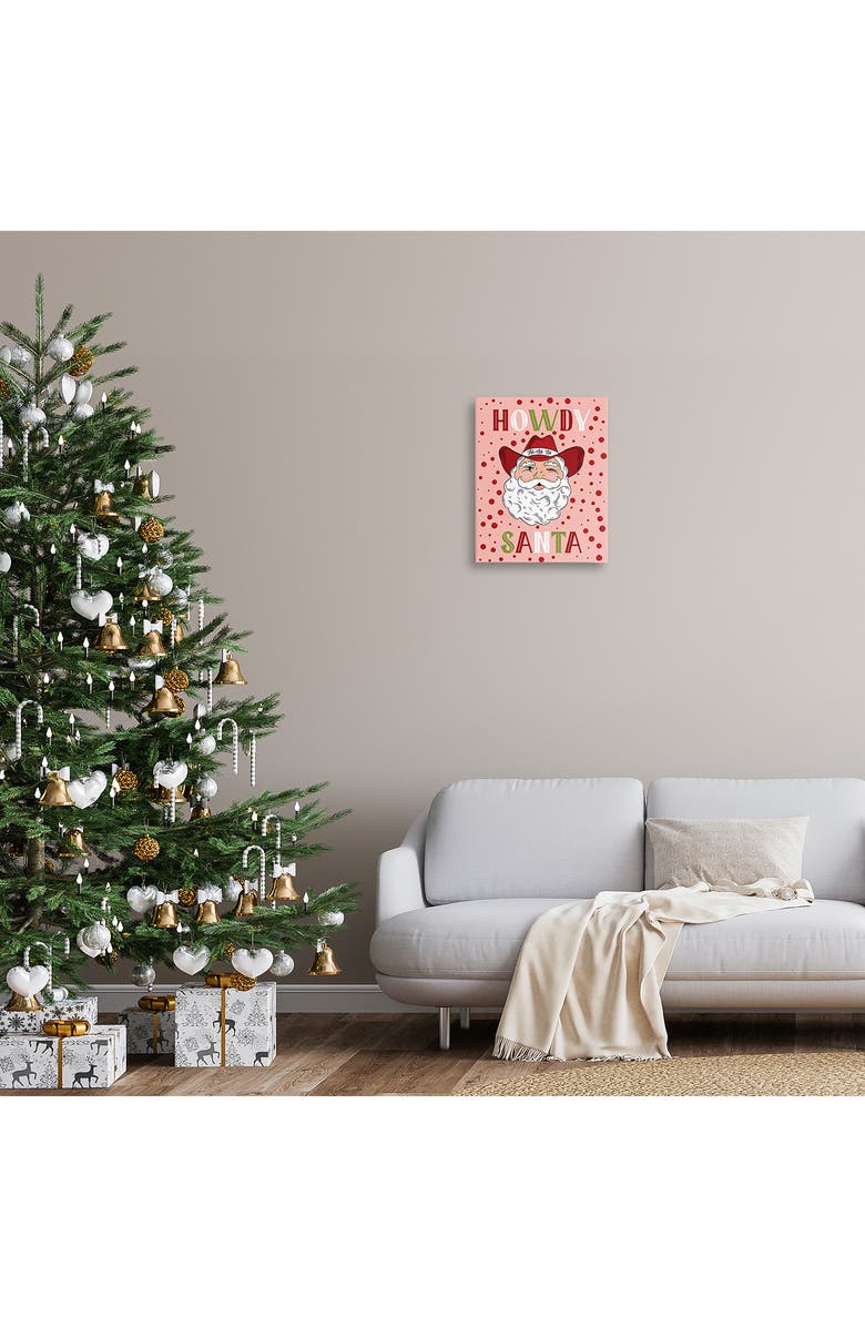 Stupell Industries Howdy Santa Christmas Canvas Wall Art, Alternate, color, Pink