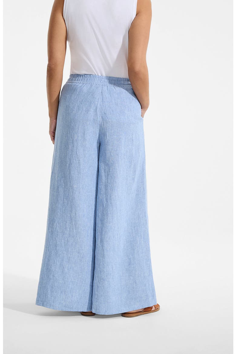 Linen High Rise Palazzo Pants, Alternate, color, Soft Blue Linen