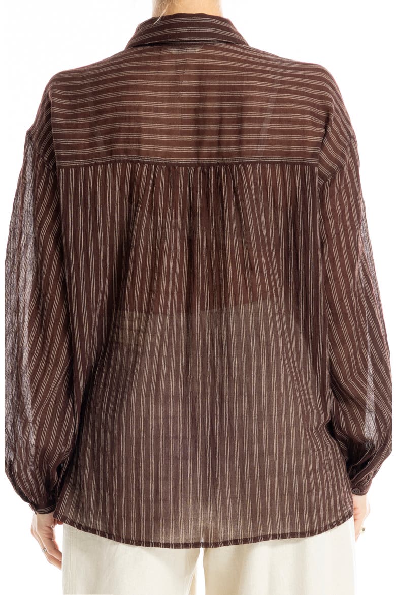 Striped Cotton Gauze Shirt, Alternate, color, BROWN/ TAUPE STRIPE