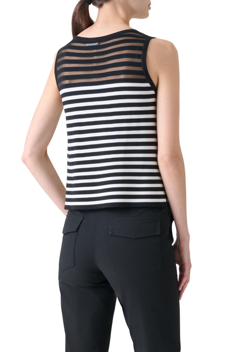 Akris punto Kodak Stripe Virgin Wool Blend Sweater Tank, Alternate, color, Black-Cream
