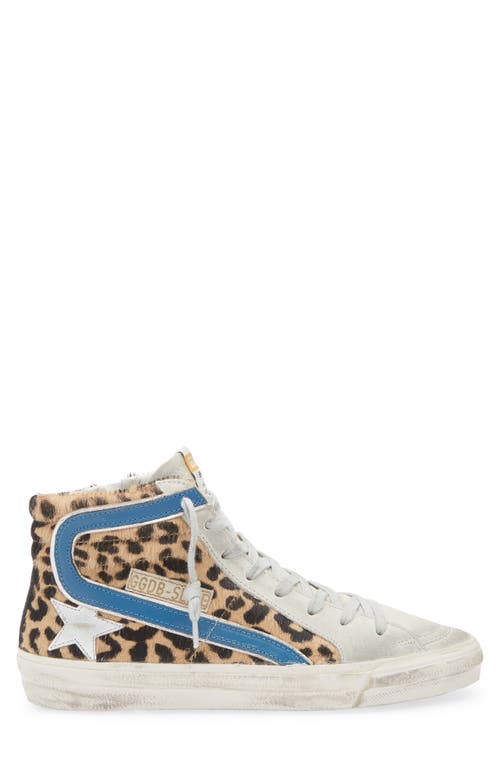 Golden Goose Slide Leather & Suede High-top Sneaker In Leopard/ice/ocean
