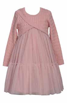 Iris & Ivy Kids' MIxed Media Long Sleeve Tulle Dress