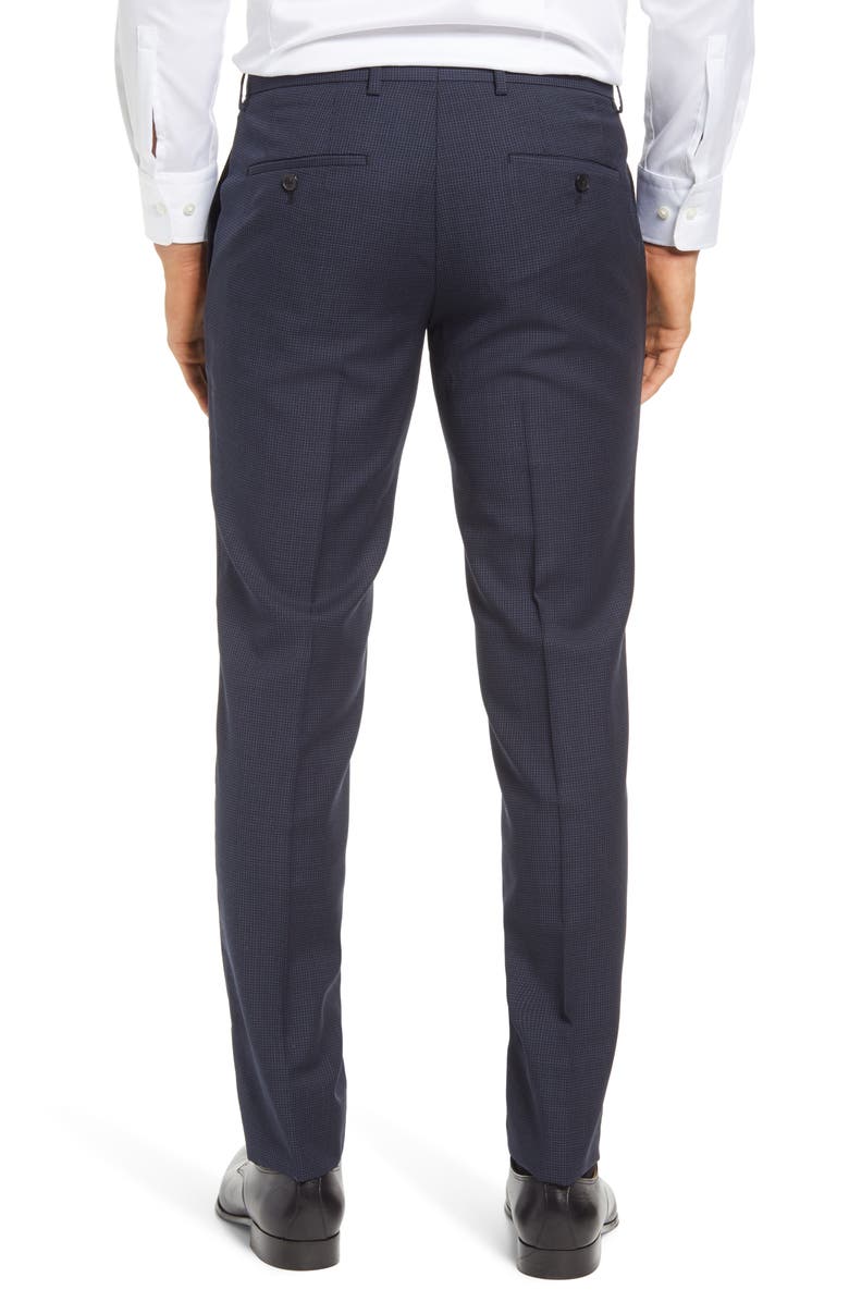BOSS Genius Microcheck Slim Fit Flat Front Wool Dress Pants, Alternate, color, 
