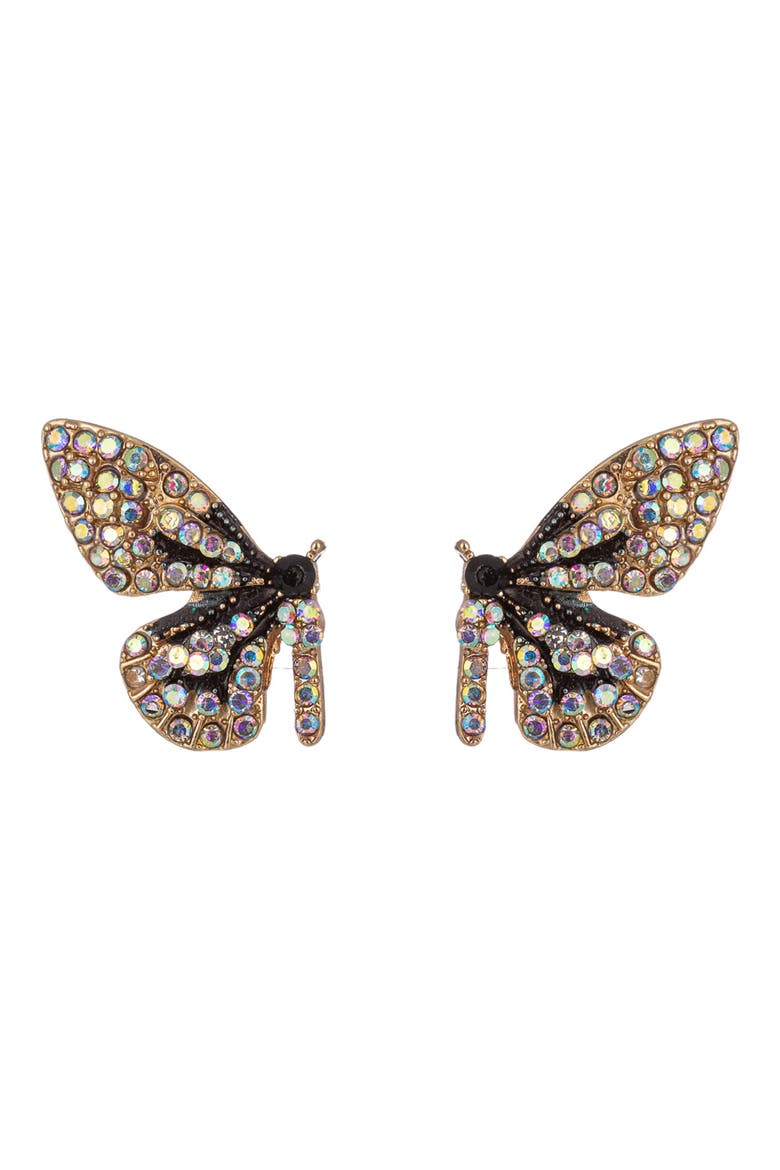 Monarch Pave Crystal Butterfly Earrings, Main, color, YELLOW