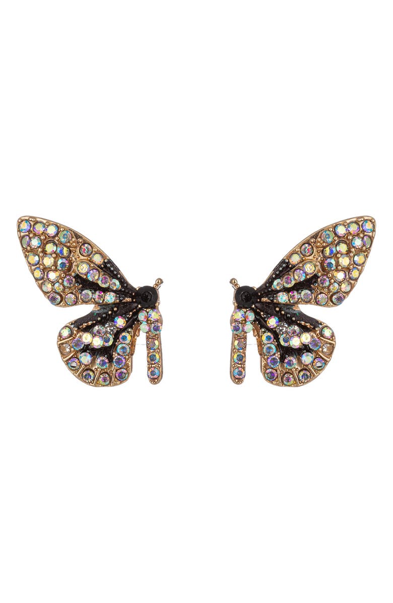 EYE CANDY LOS ANGELES Monarch Pave Crystal Butterfly Earrings, Main, color, Yellow