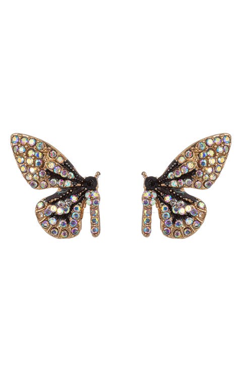 Monarch Pave Crystal Butterfly Earrings