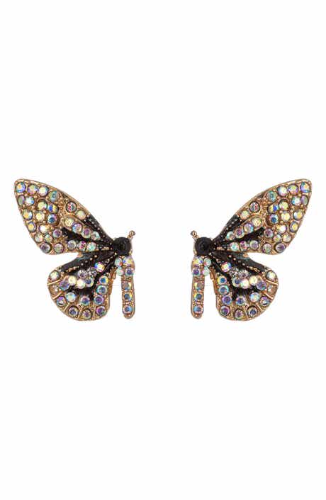 EYE CANDY LOS ANGELES Monarch Pave Crystal Butterfly Earrings