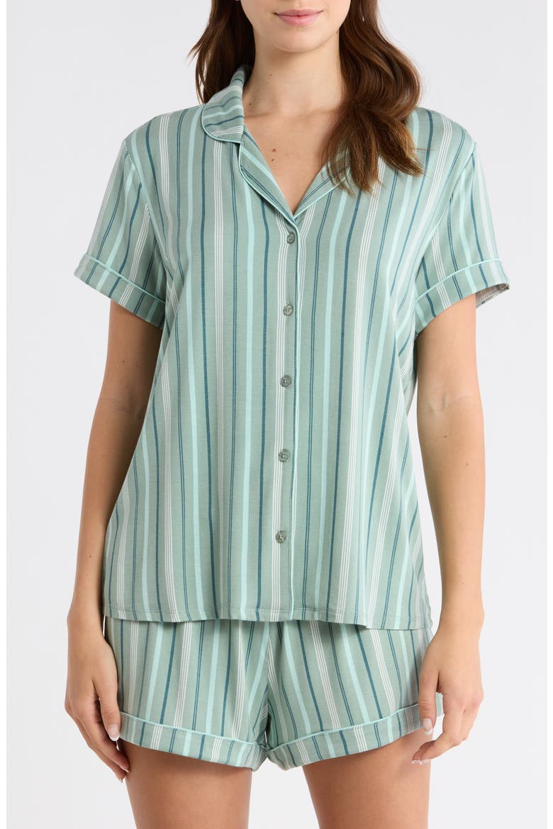 Moonlight Eco Short Pajamas, Main, color, TEAL VARIGATED STRIPE