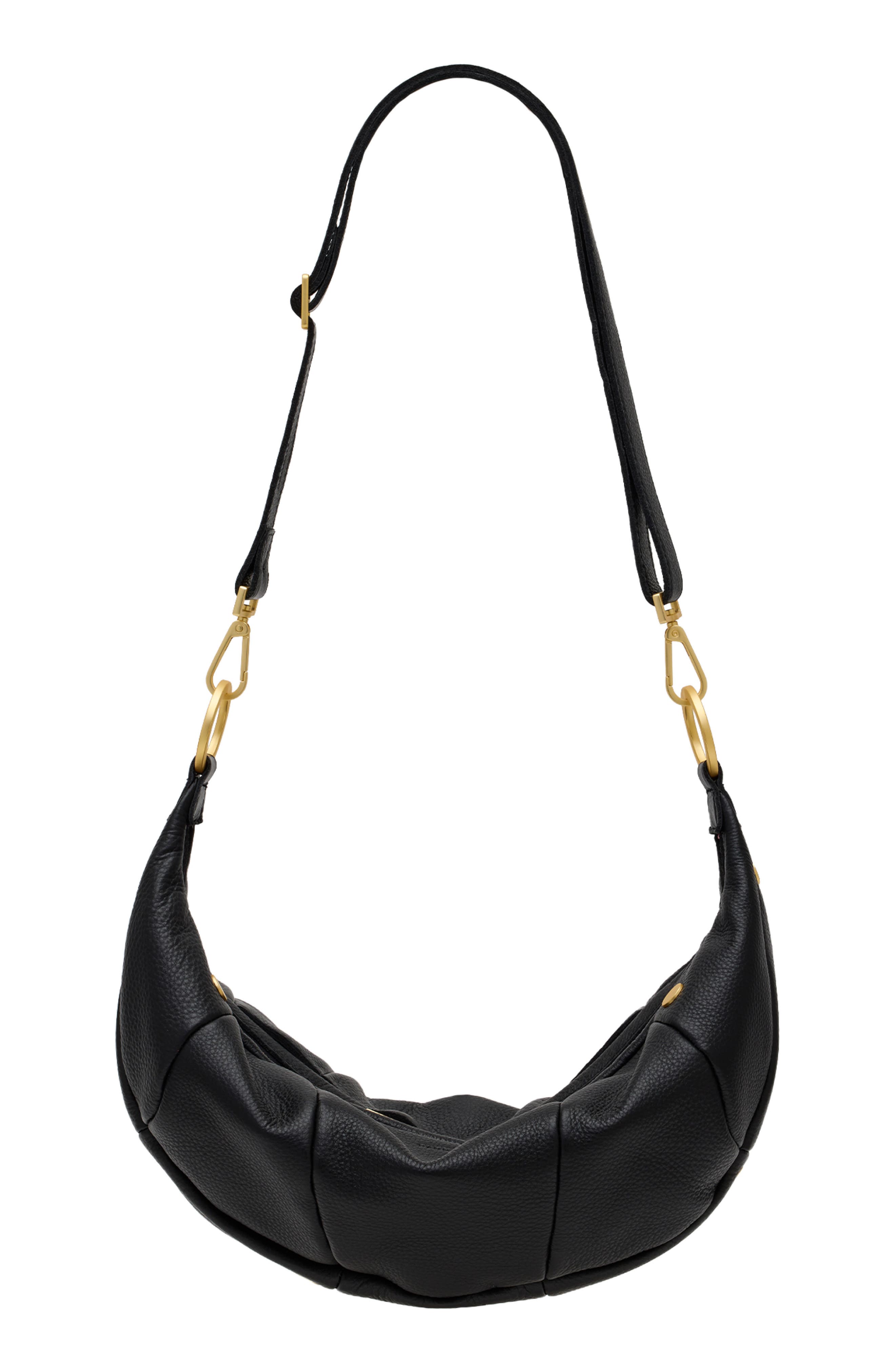 Medium Erica Leather Hobo Bag, Alternate, color, BLACK/ BRUSHED GOLD