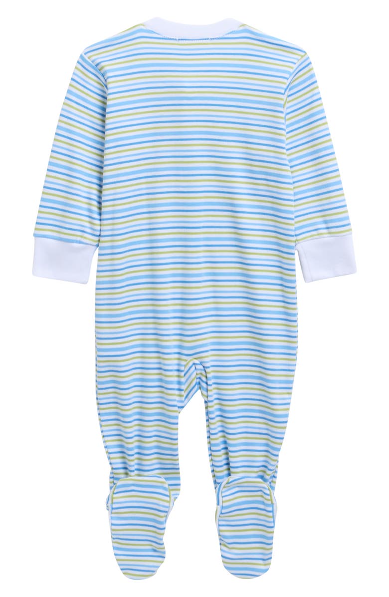 Kissy Kissy Embroidered Pima Cotton Footie, Alternate, color, Blue Multi