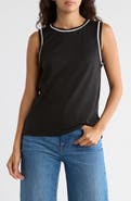 Bobeau Contrast Piped Trim Tank Top