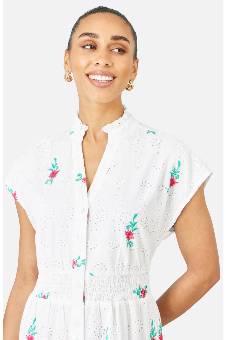 Broderie Anglaise Embroidered Midi Dress, Alternate, color, White