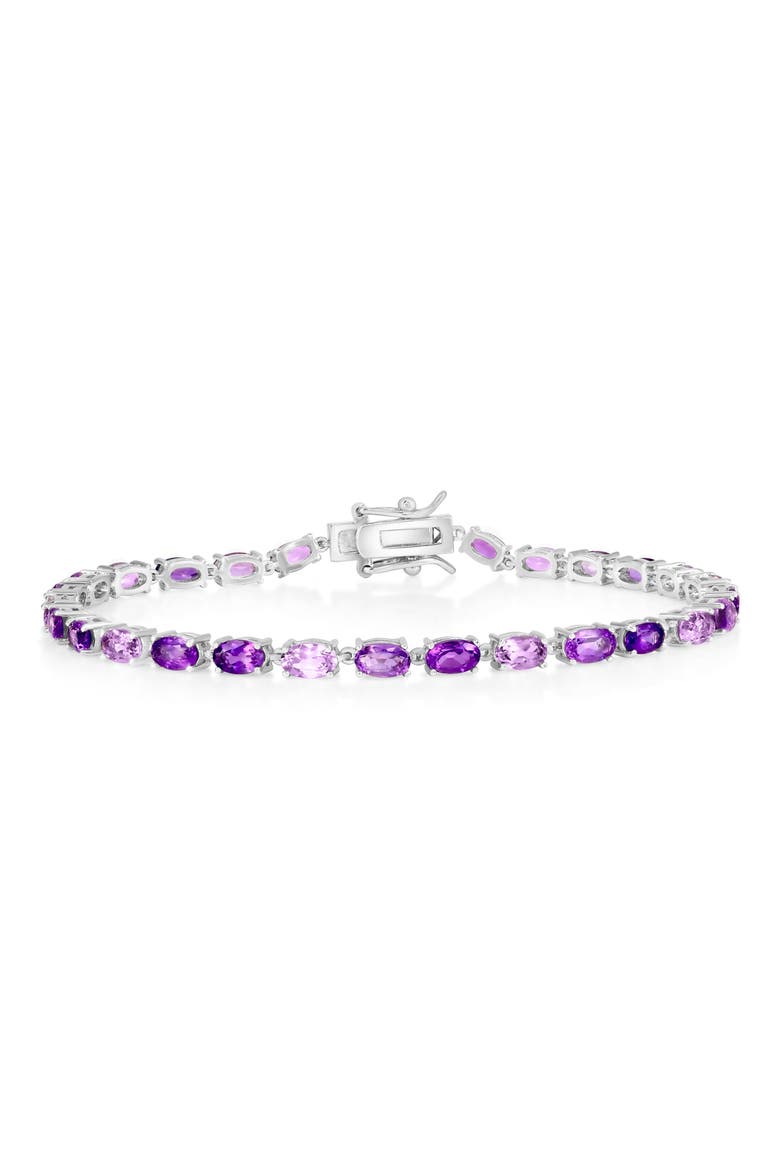 Sterling Silver Oval CZ Tennis Bracelet, Main, color, PURPLE