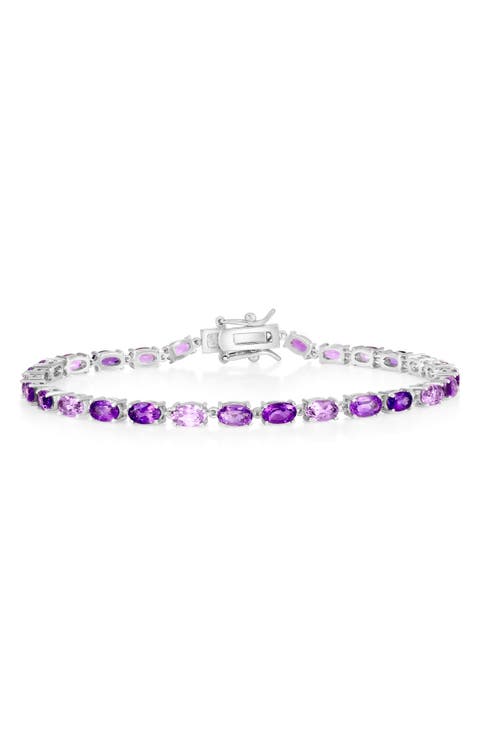 Sterling Silver Oval CZ Tennis Bracelet