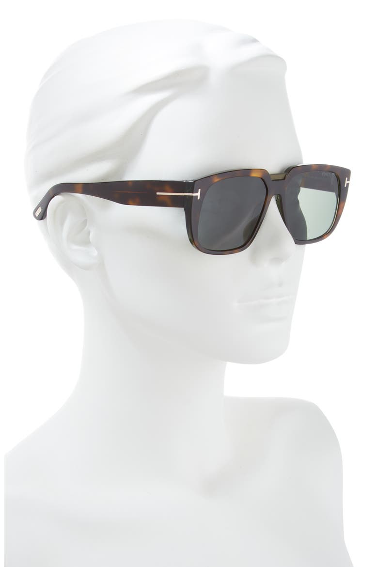 56mm Square Sunglasses, Alternate, color, HAVANA/ GREEN