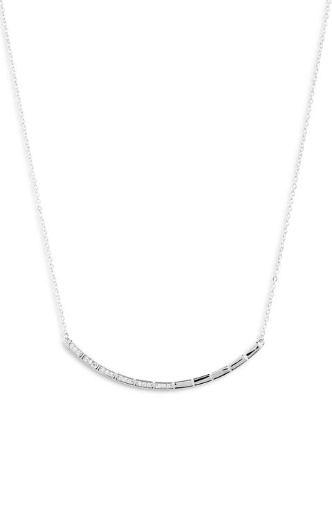 Delicate Mixed Cubic Zirconia Bar Pendant Necklace