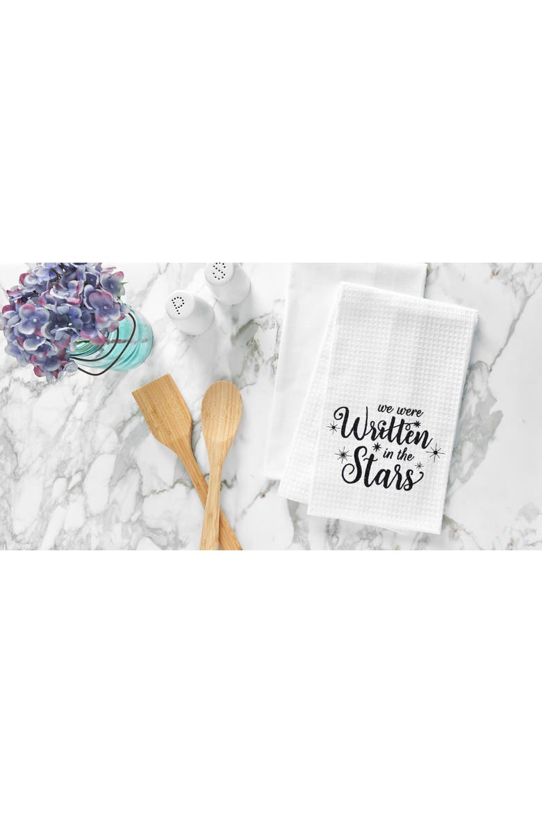Written In The Star's Embroidered Waffle Weave Cotton Kitchen Towel, Alternate, color, White