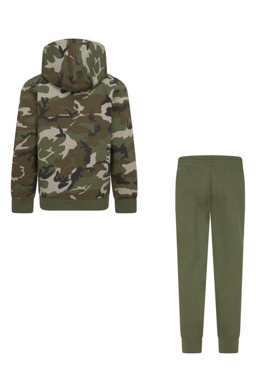 Shop Jordan Kids' Camo Hoodie & Joggers Set In Medium Olive