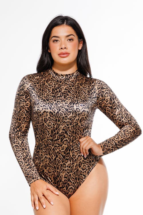 Popilush Shapewear Printed High-waist Tummy-control Bodysuit In Animal Print