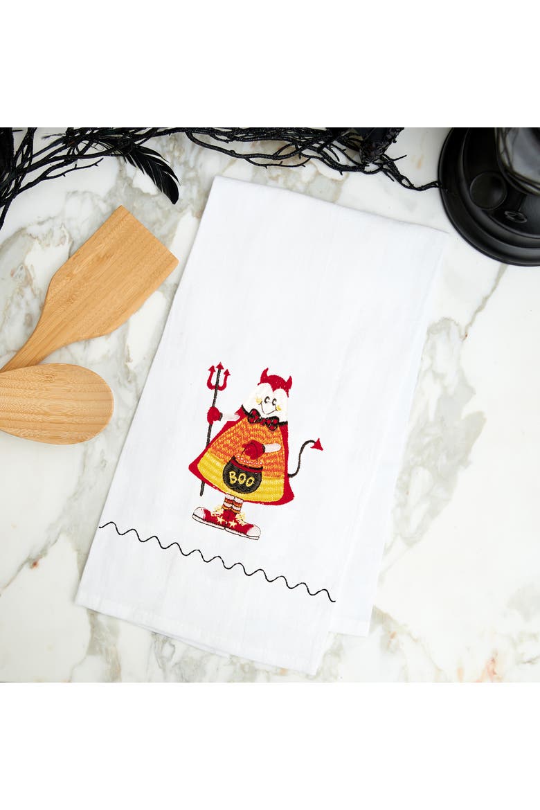 Candy Corn Devil Halloween Guest Towel, Alternate, color, Red