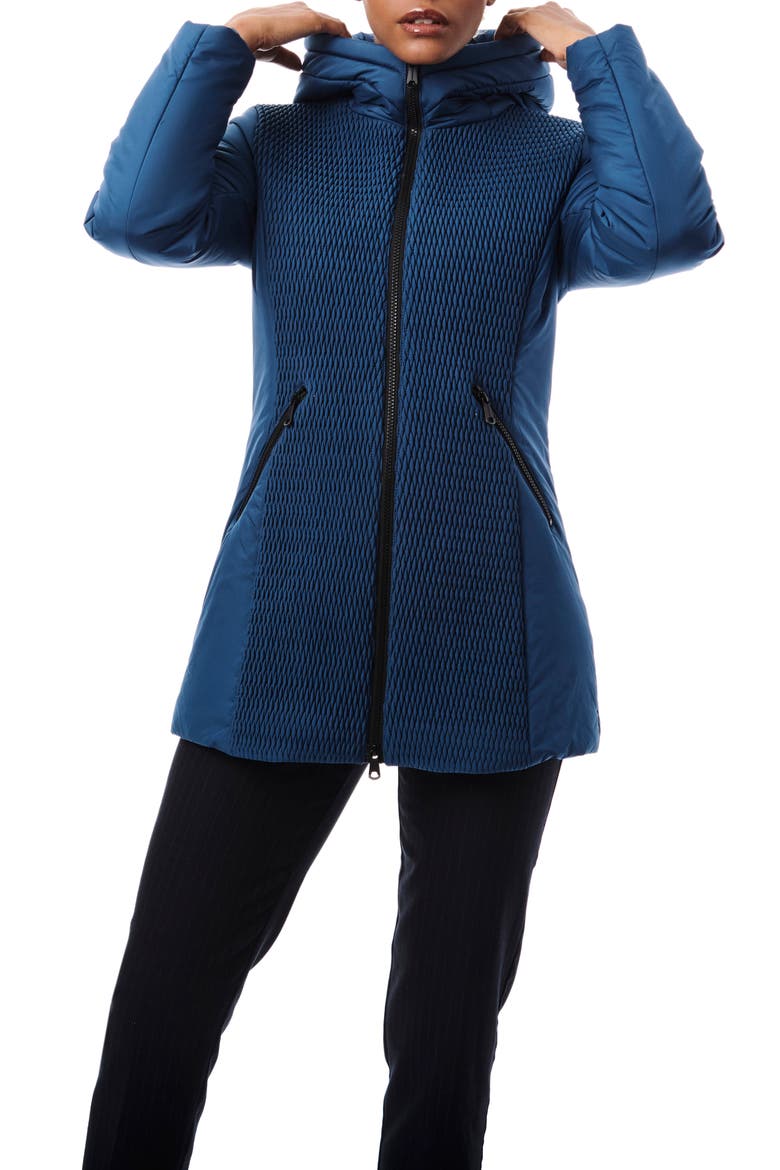 Textured Hooded Walking Coat, Alternate, color, TEAL WING