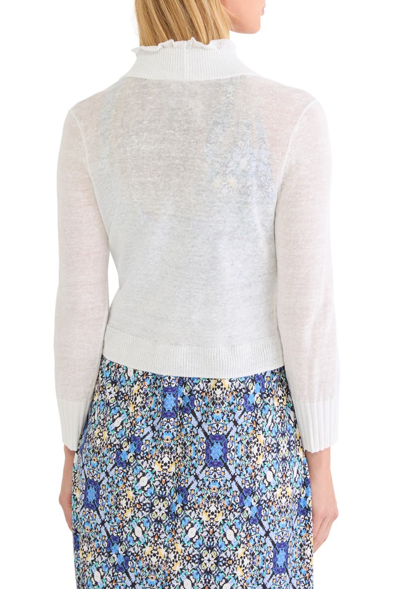 Ruffle Featherweight Linen Blend Cardigan, Alternate, color, PAPER WHITE