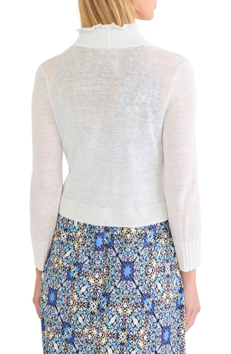 NIC+ZOE Ruffle Featherweight Linen Blend Cardigan, Alternate, color, Paper White