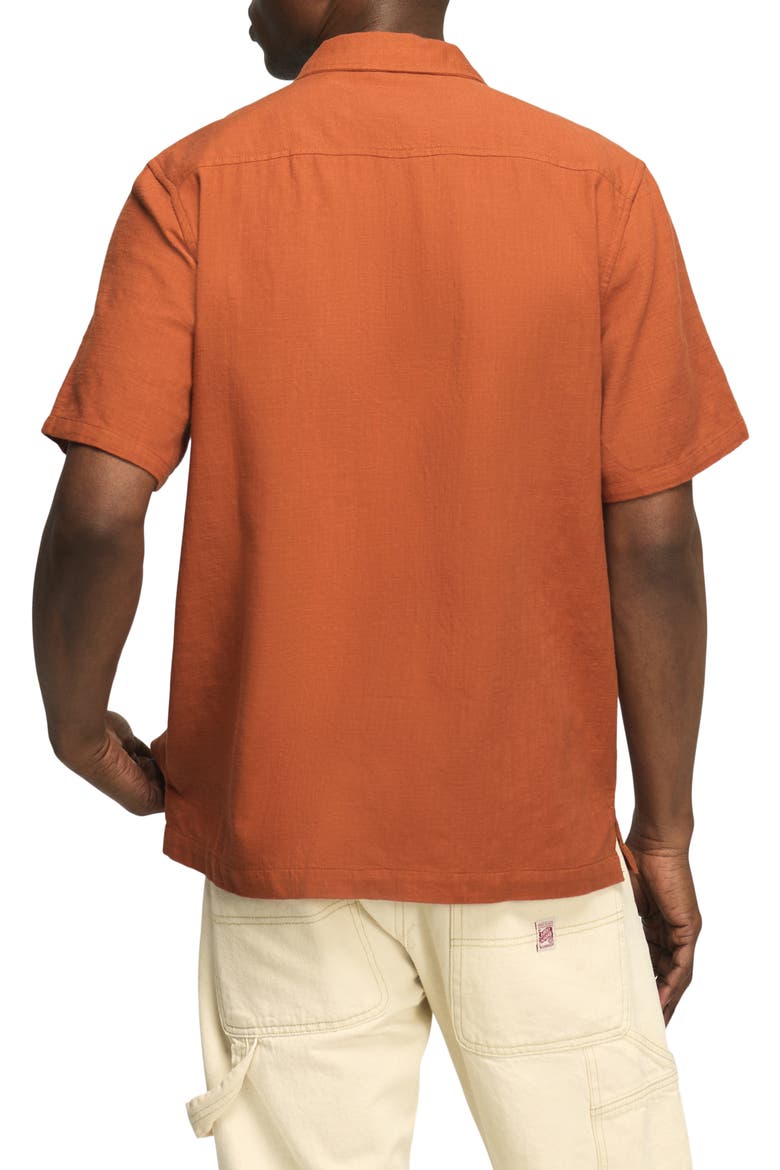 Tequila & Cow Skull Embroidered Slub Cotton Camp Shirt, Alternate, color, GINGER BREAD