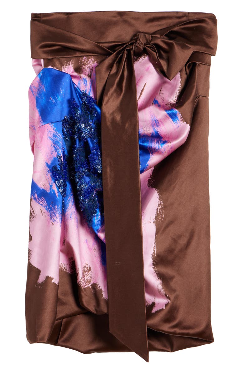 Dries Van Noten Brushstroke Print Embelllished Cotton & Silk Wrap Skirt, Alternate, color, 