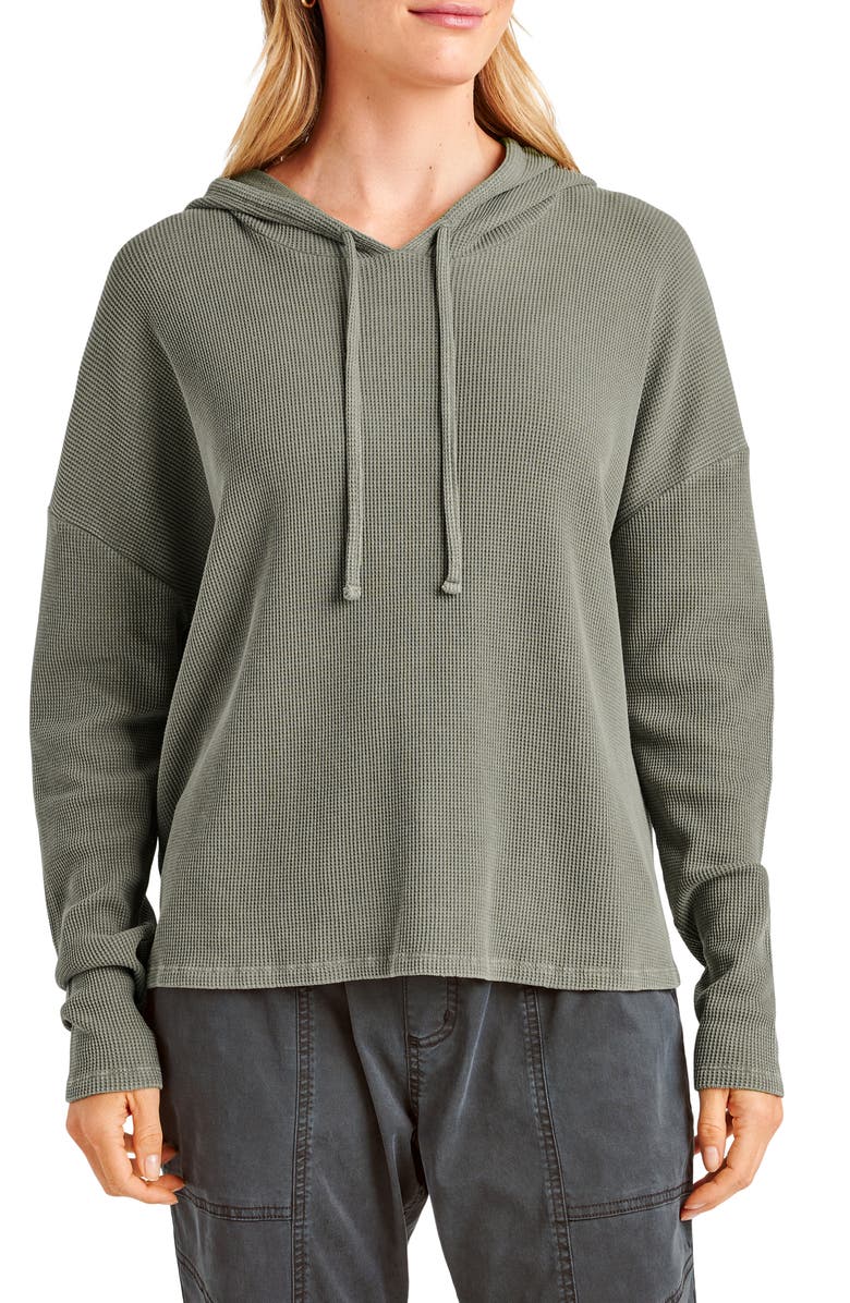 Splendid Jaime Thermal Hoodie, Main, color, Soft Vintage Olive Branch