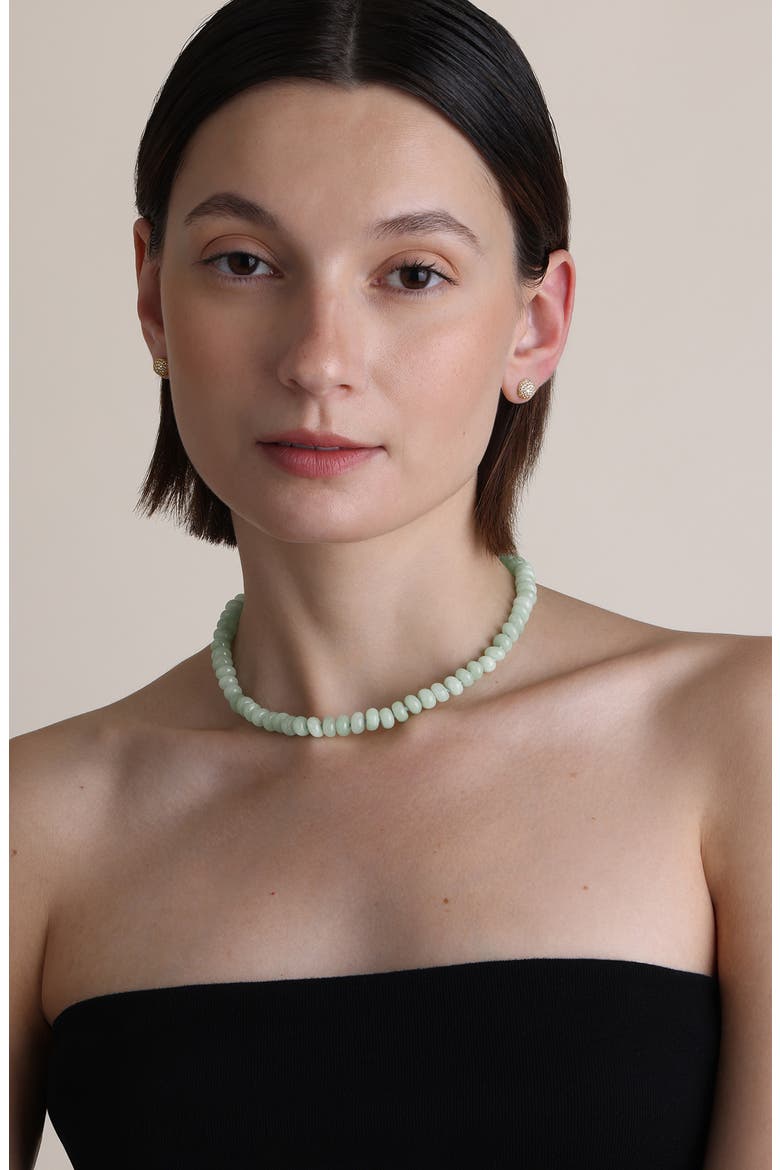 Matcha Latte Jade Beaded Necklace, Alternate, color, 9K YELLOW GOLD