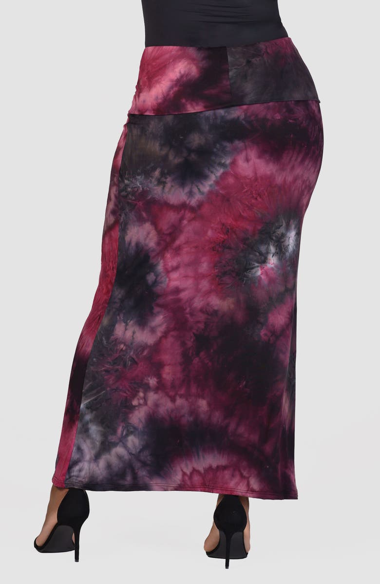 24seven Comfort Apparel Tie Dye Foldover Maxi Skirt, Alternate, color, 