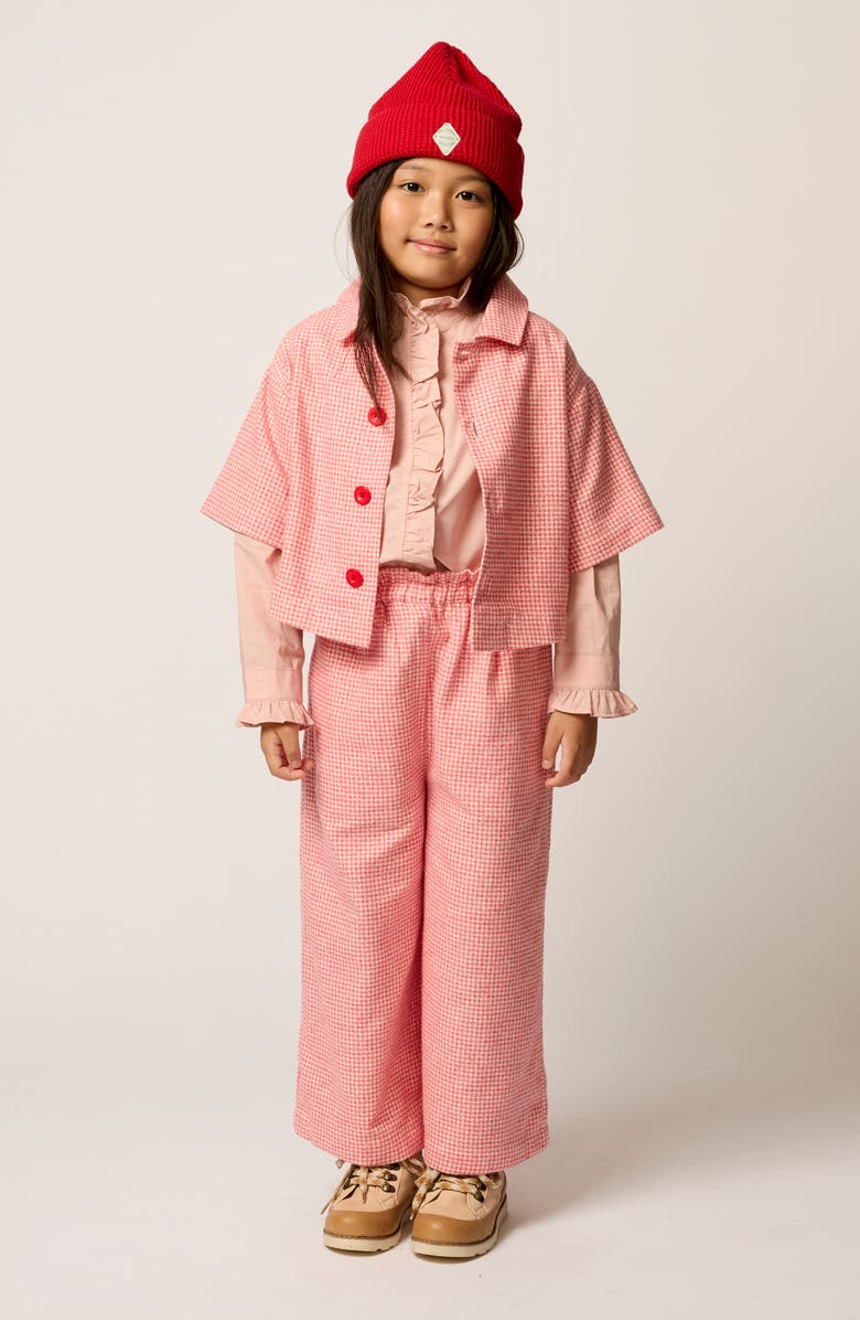 The Sunday Collective Kids' Houndstooth Short Sleeve Cotton Crop Jacket, Alternate, color,