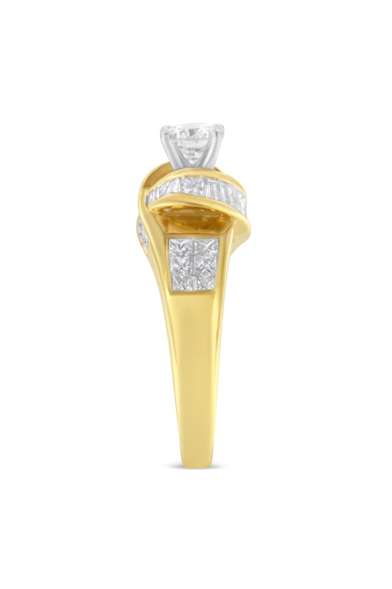14K Gold 1 1/8Cttw Round Baguette and Princess Cut Diamond Ring, Alternate, color, Yellow Gold