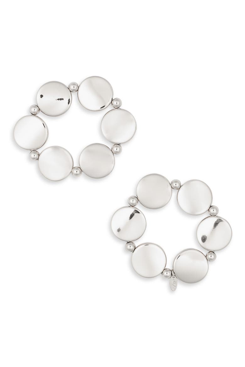 Beaded Disc Stretch Bracelet, Main, color, SILVER
