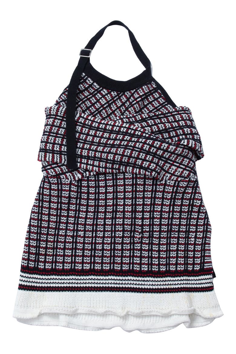 Plaid Jacquard Cotton & Wool Halter Top, Main, color, NAVY-WHT MULTI