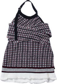 3.1 Phillip Lim Plaid Jacquard Cotton & Wool Halter Top