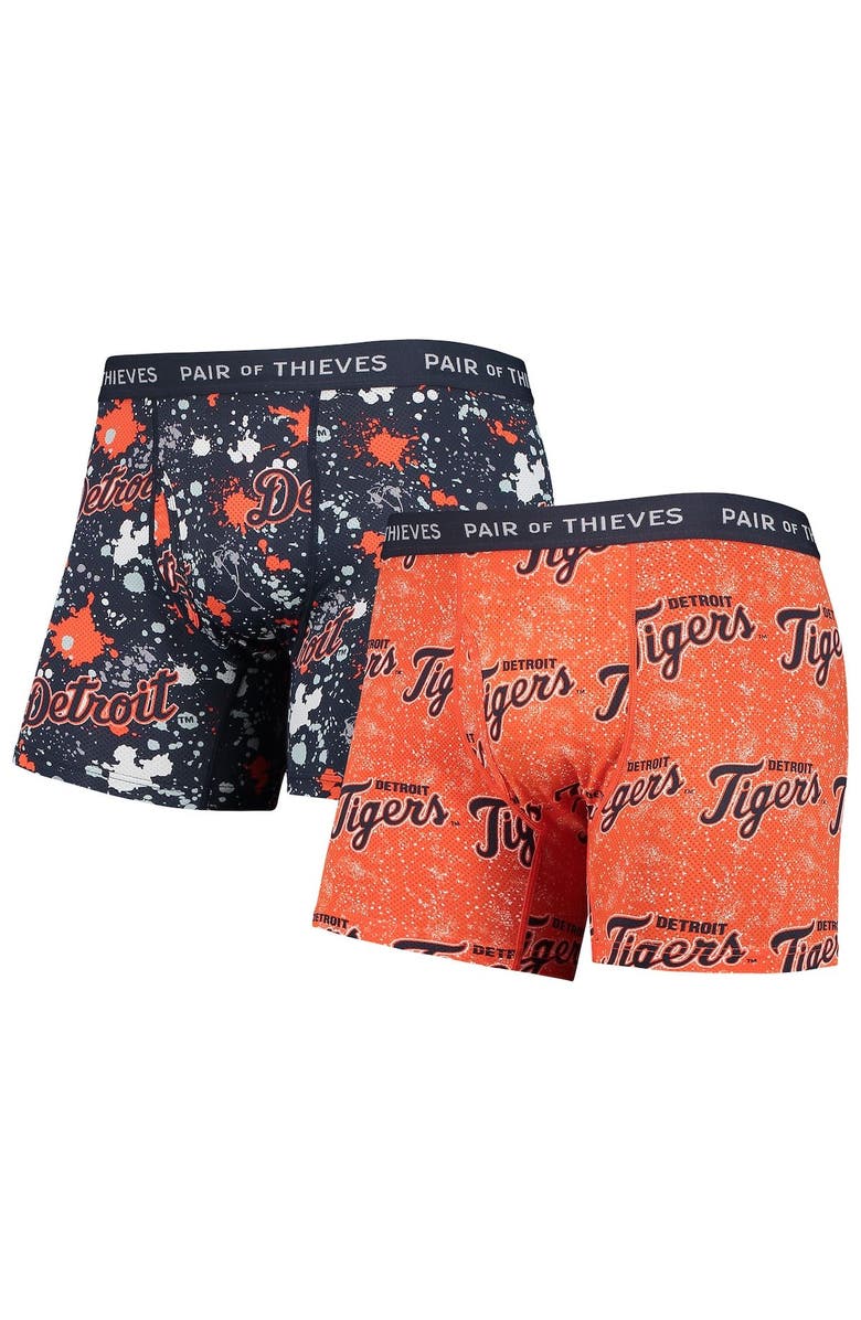 Pair of Thieves Men's Pair of Thieves Orange/Navy Detroit Tigers Super Fit 2-Pack Boxer Briefs Set, Main, color, Orange