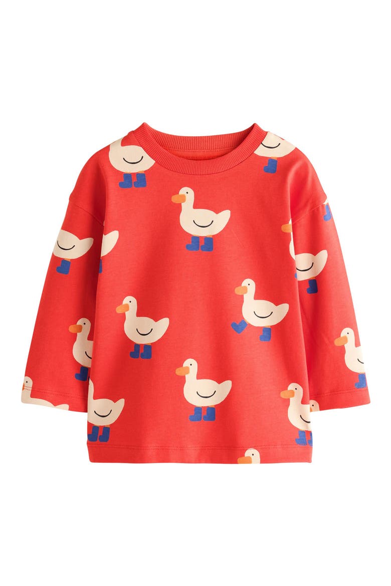 Kids' Duck Print Long Sleeve T-Shirt, Main, color, RED