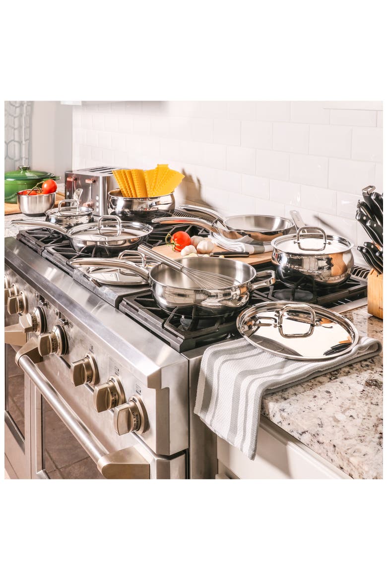 18/10 Stainless Steel Skillet with Lid, Alternate, color, SILVER