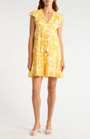 SUGARLIPS Joni Flutter Sleeve Ruffle Hem Dress