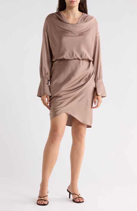 Cowl Neck Satin Midi Dress