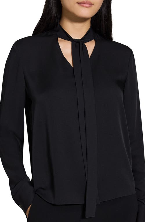 Theory Tie Neck Silk Blouse In Black